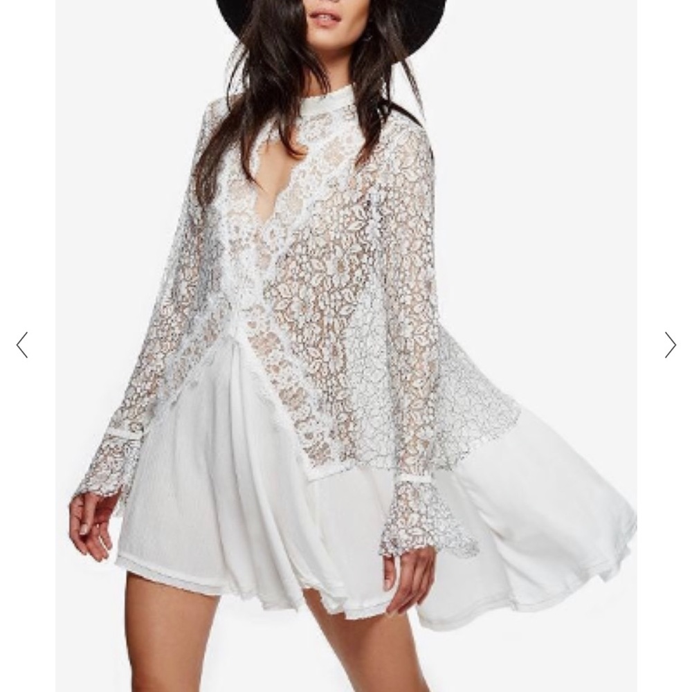 Free People White Lace Boho flowy dress